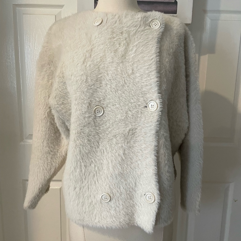J. Crew Cream Fuzzy Crew-Neck Sweater - Picture 4 of 8